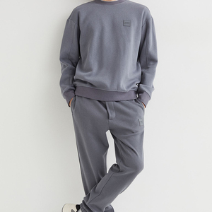 Slim Fit Winter Fleece Sweatshirts for Man <b>Blue</b> Color Plain Dyed Customized Logo Printed Wholesale Sweatshirts - Product Image 2