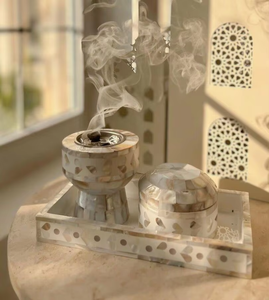 Brûleur d'encens Bakhoor classique fait à la main avec incrustation de nacre, usage religieux, brûleur MOP Mubkhar par Decor World Expo - Product Image 6