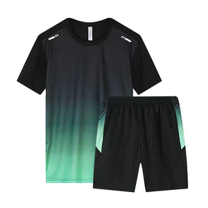 2025 conjunto de ropa deportiva de secado rápido personalizado 230G tela de punto de manga corta entrenamiento uniforme de entrenamiento cintura elástica equipo bordado - Product Image 2