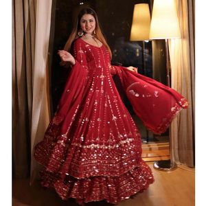Filet de Style indien et pakistanais avec travail de broderie Salwar Kameez costume pour femmes robe de Style musulman lourd et Kurtis Lehenga - Product Image 3