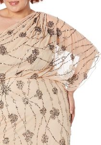 Vestido de fiesta de manga de un hombro con cuentas de lentejuelas Vestido de cóctel informal de fiesta formal adornado de tela de malla polivinílica de longitud completa - Product Image 6