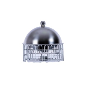 Réchauffeur d'aliments fantaisie en acier inoxydable blanc Hotpot en métal forme ronde décoratif fait à la main casserole de cuisine en gros - Product Image 1