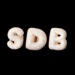 Bijoux fantaisie de luxe pour homme Bague Hip Hop tendance Alphabet arrondi avec diamants 10K 14K 18K Or de laboratoire VVS Moissanite - Product Image 3