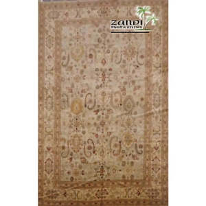Tapis indien en laine d'Agra noué à la main, taille 13'1X9'11 (Gr15139) (Panr15139) (Crème, Camel) - Product Image 1