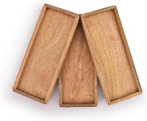 Trending Mango <b>Wood</b> Serving Platter with Raised Edge <b>Set</b> of 3 for Display Fruit Snacks Appetizer Sushi <b>Food</b> Decorative - Product Image 3