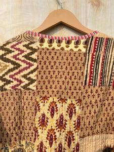Manteau Kantha en coton fait main pour femmes, veste Patchwork brodée à double boutonnage, tricotée respirante, style vintage - Product Image 6