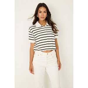 Camiseta Casual de Manga Corta con Cuello Polo y Rayas - Product Image 1