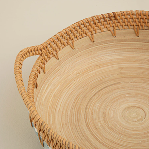 Cuenco grande de bambú con borde de ratán tejido Decoración de presentación de comida natural Ecológico Productos vietnamitas al por mayor - Product Image 3