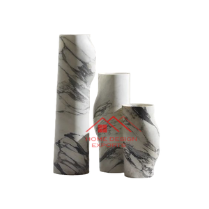 Jarrón de suelo de mármol blanco con Diseño a rayas superventas de 2024 para decoración de mesa de centro de Hotel en casa y florero de mármol para uso en bodas - Product Image 3