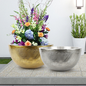 Gold Silver Metal Decorative <b>Planter</b> <b>Bowl</b> Set Modern Flower Pot Centerpiece for Home Garden Patio Living Room Office Decoration - Product Image 1