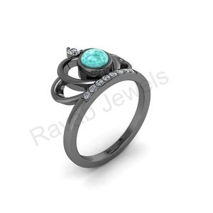 925 plata esterlina venta al por mayor aniversario boda Arizona turquesa circón 5mm bisel ajuste eternidad anillo de diseño de piedras preciosas - Product Image 4