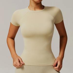 T-shirt de sport sans couture femmes haut de fitness manches courtes Yoga vêtements de danse haute élastique chemises de course Gym Push Up haut d'entraînement - Product Image 6