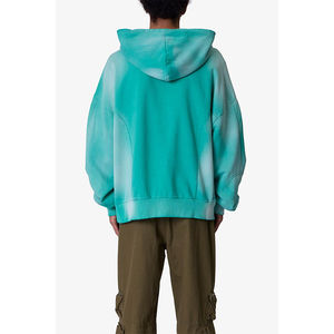 Sudadera de Manga Larga Verde de Alta Calidad, Talla Grande, Holgada, Estilo Urbano para Hombre, con Doble Bolsillo, Lavada con Efecto Desgastado - Product Image 4