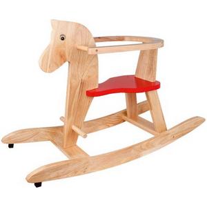 Caballo balancín de madera con asiento rojo, altura aproximada. 26cm 1 Pieza - Product Image 1
