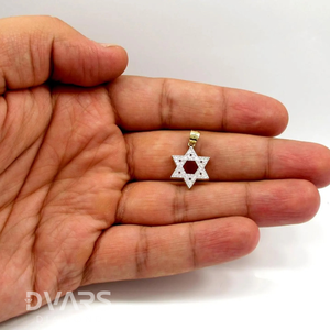 Colgante Estrella de David de Plata de Ley 925 Bañado en Oro con Moissanita, Lujoso, con Engaste de Garra Bañado en Rodio, Colgantes y Dijes - Product Image 5