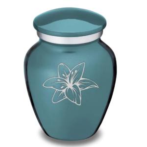 Petites urnes en aluminium avec lotus et design de forme classique - Product Image 4