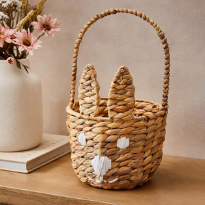 Cute water hyacinth rabbit basket for festival holiday <b>accessories</b> <b>bunny</b> flower gift baskets - Product Image 6
