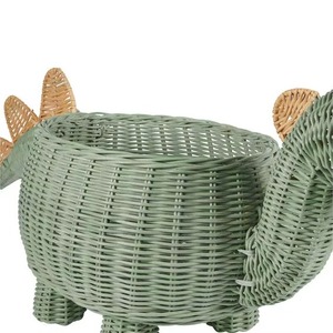 Cesta de Mimbre Natural con Forma de Dinosaurio, Color Verde Tierra y Azul, Linda, Hecha a Mano, Ecológica, Multifuncional, Moderna, Fabricada en Hanói, Marca Artex - Product Image 4