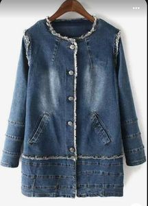 Chaqueta vaquera para mujer, elegante, de corte regular, lavada, para otoño e invierno, versátil, hasta la rodilla, moderna, esencial para capas, estilo vintage. - Product Image 5