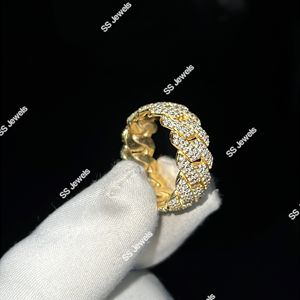 Anillo de Boda de Oro Sólido de 10K con Diamante VVS CVD de Corte Brillante, Estilo Cubano para Hombre, Unisex, Moderno, Cultivado en Laboratorio, Estilo Hip Hop - Product Image 5