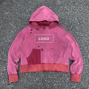 Sudadera con Capucha de Moda Invernal para Hombre, 100% Algodón, Lavado Desteñido, Estilo Urbano, con Bordado y Detalles Decorativos de Pedrería - Product Image 3