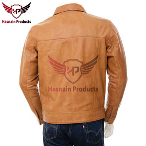 แจ็กเก็ตหนังสีน้ำตาลสำหรับผู้ชายเสื้อแจ็กเก็ตหนังแท้สำหรับฤดูหนาวทำมือแฟชั่นแนวสตรีทแบบสั่งทำ - Product Image 5