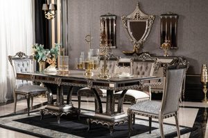 Juego de mesa de comedor y silla de madera de caoba de lujo de Dubái, 7 piezas, plegable, para apartamento, diseño moderno, uso doméstico y hotelero - Product Image 3