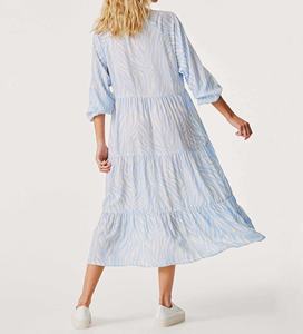 Robe de plage décontractée bleu clair à imprimé, col en V, sexy, grande taille pour femmes - Product Image 2