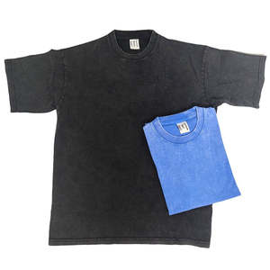 Camiseta Negra Extra Grande para Hombre, Estilo Desgastado, 100% Algodón, Lisa, Lavada a la Piedra, Gruesa, Vintage, Personalizable OEM - Product Image 6