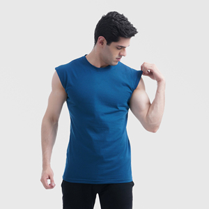 Débardeur côtelé durable de fitness Gilet sans manches en coton et spandex pour hommes, coupe confortable, vêtements d'entraînement parfaits - Product Image 1