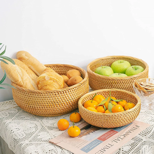 อุปกรณ์จัดระเบียบตู้กับข้าว ตะกร้าหวายสานมือคุณภาพสูง รูปทรงชาม - Product Image 3