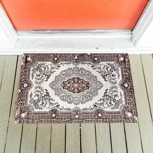 Tapis classique marron et crème, tapis imprimé de style turc, tapis doux non tissé - Product Image 2