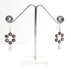 925 Sterling <b>Silver</b> Classic Style Fine <b>Dangle</b> Drop <b>Earrings</b> with Smoky Quartz Gemstone - Product Image 4