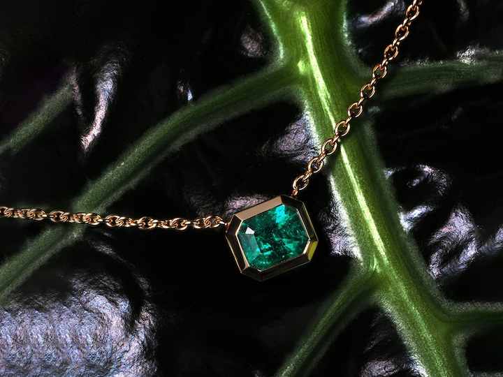 14K Yellow Gold Emerald Pendant Premium Quality Gold Pendant Jewelry Hollywood Emerald Pendant Jewelry Anniversary Gift Pendant