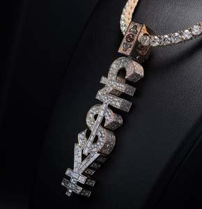 Vente flash - Pendentif en argent 925, charmes fins, design 3D personnalisé, nom personnalisé, lettre, bijoux de rappeur, diamant moissanite personnalisé - Product Image 1