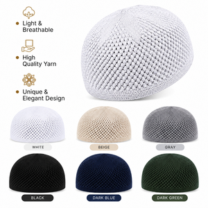 Bonnet de prière Kufi blanc en tricot pour hommes – Respirant, léger, polyvalent pour le quotidien - Product Image 4
