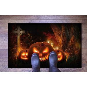 Black and Orange Printed <b>Rug</b>, Anti-Slip, Modern Home Decor, Halloween Theme,<b>Chenille</b> <b>Rug</b> - Product Image 1