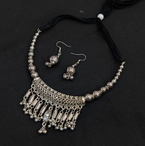 Elegant <b>Indian</b> Traditional Oxidised Jewelry <b>Set</b> for Women Antique Silver Finish <b>Necklace</b> with Earrings for Festive Occasions - Product Image 6