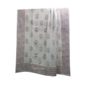 Edredón Reversible 100% Algodón con Estampado a Mano, Ligero y Suave, 90 x 108 Pulgadas, Patrón Tradicional Kantha para Uso Doméstico - Product Image 1