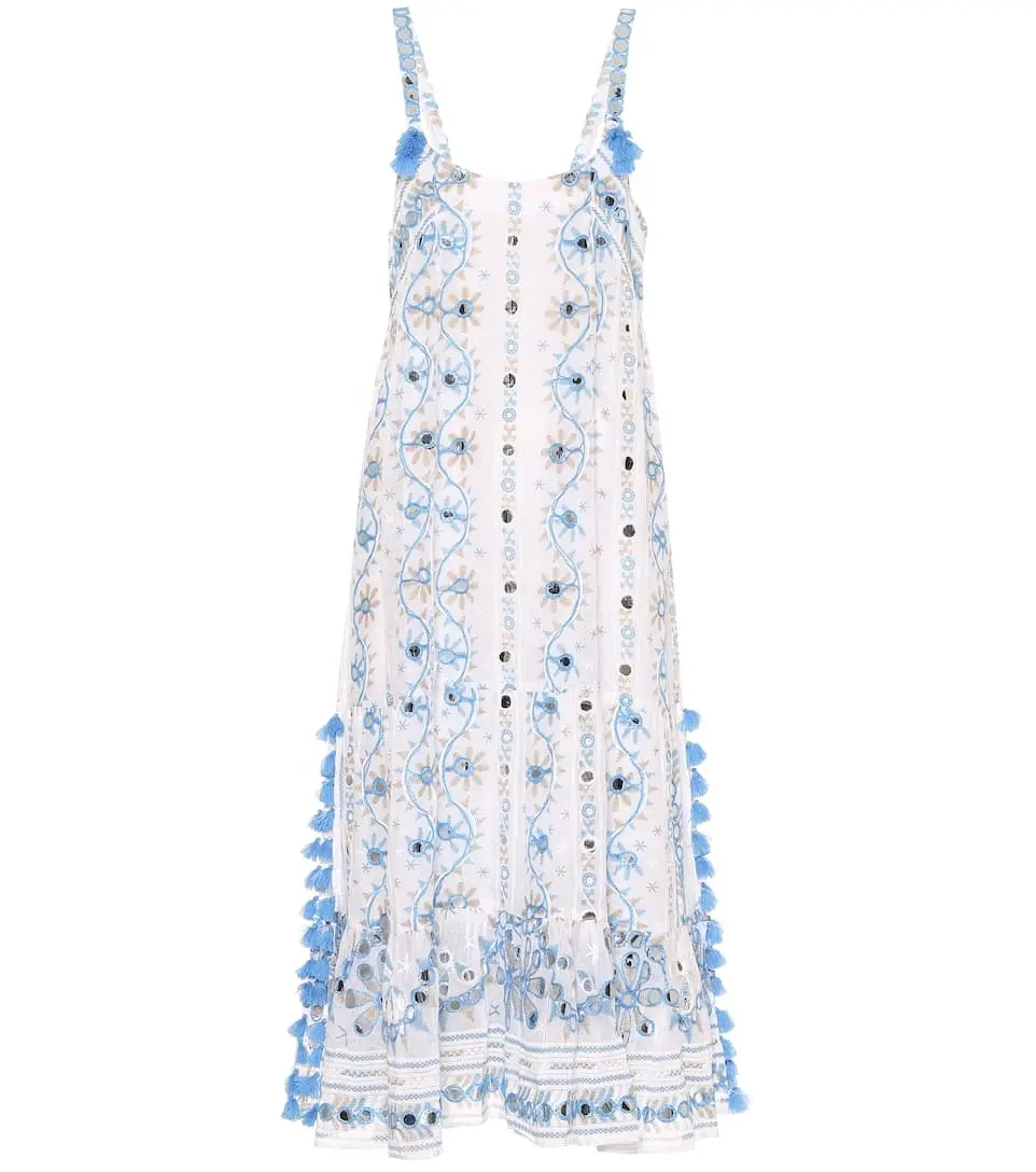 2020 yeni varış omuz sapanlar katmanlı etek ponpon düzeltir süslenmiş pamuk Midi elbise Vintage Inspired sıcak satış tunik