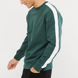 Sudaderas personalizadas Lisas Side Stripe Hoodie Slim Fit Blank Green Pullover Mens Crewneck Autumn Pullover Style Hoodies - Product Image 1