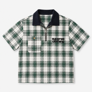 Servizio OEM Camicia da Lavoro Classica Vintage con Zip a un Quarto per Uomo, Personalizzazione con Nome del Marchio Ricamato, Colletto <span class=keywords><strong>Polo</strong></span>, Camicia da Lavoro a Quadri all'Ingrosso - Product Image 1