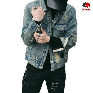 Veste en jean pour homme personnalisée Ryan Pro Gear, fermeture boutonnée confortable, logo personnalisé, style uni, service ODM OEM - Product Image 1