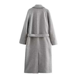 Top Quality Cotton <b>Wool</b> <b>Blend</b> Trench Coat Long Double Breasted Winter Overcoat Belted Warm Fashion Outwear For <b>Women</b> - Product Image 4