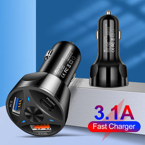 Gran Stock 55W 3 puertos USB PD cargador de coche rápido QC3.0 carga rápida 55W QC3.0 3.1A salida USB C PD20W cargador de coche para <span class=keywords><strong>IPhone</strong></span> - Product Image 5