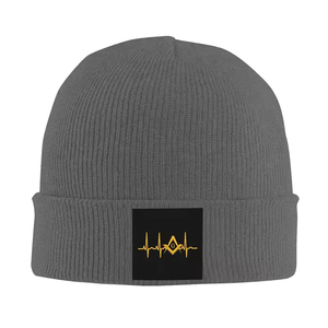 Custom Heartbeat Freemason Breathable <b>Waterproof</b> <b>Beanie</b> Caps Hip Hop Knitting Hat Unisex Adult Size Winter Warm - Product Image 3