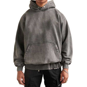 Sweats à capuche pour hommes, luxe décontracté, tricoté 420 g/m², motif uni, léger, grande taille, sweats à capuche délavés à l'acide pour hommes - Product Image 1