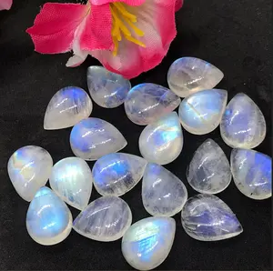 Natural Rainbow Moonstone 10x14mm Forma Pear Flat Calibrado Solto Cabochon Gemstone para Fazer Jóias Todos os Tamanhos Disponíveis