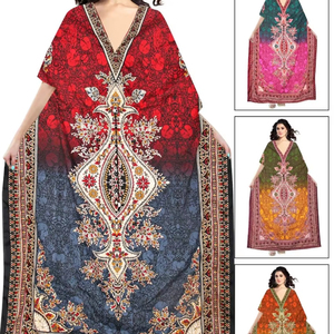 Vente chaude de haute qualité africaine de grande taille en vrac soie imprimé caftans de luxe de marque soie femmes africaines vêtements - Product Image 6