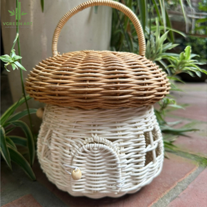 Casa de setas hecha a mano, lindos juguetes de ratán para bebés, los mejores juegos de utensilios para decoración de habitación de niños - Product Image 3